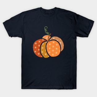 Pumpkin Japanese pattern plaid Autumn Halloween Thanksgiving T-Shirt